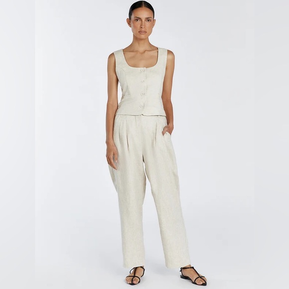 DISSH Natural Linen Tapered Pant NWT Size 2 - Picture 1 of 5